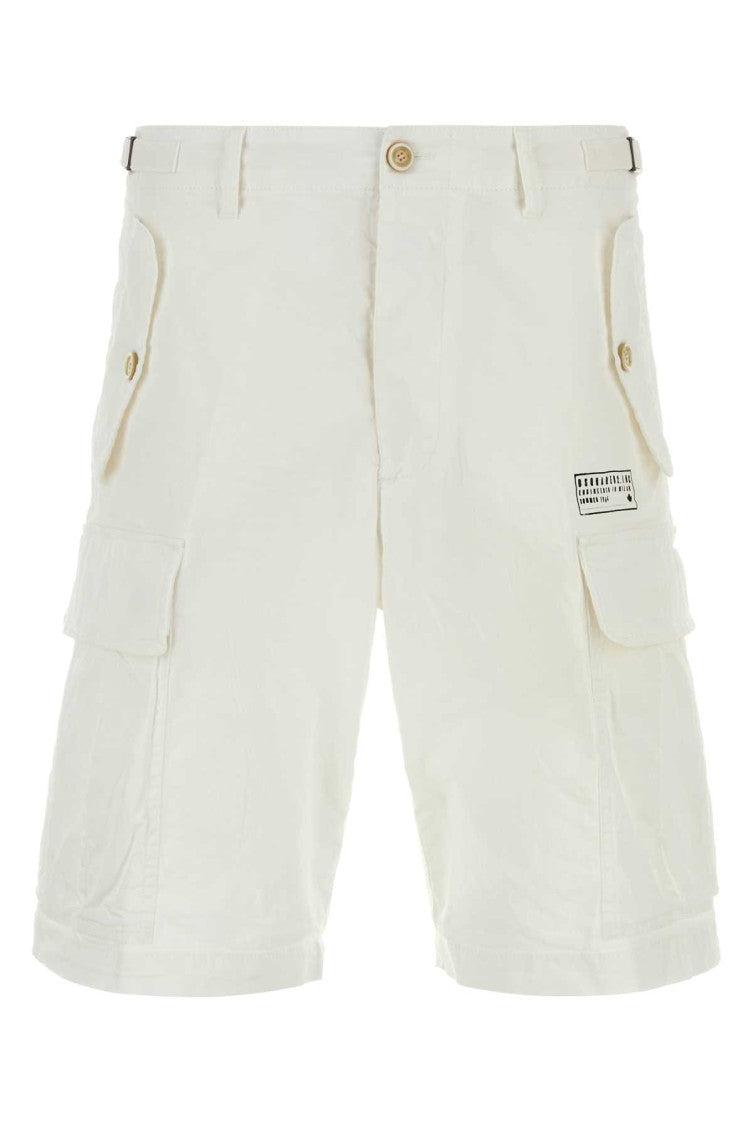 White stretch cotton Utility bermuda shorts 1