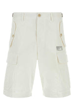 White stretch cotton Utility bermuda shorts 1