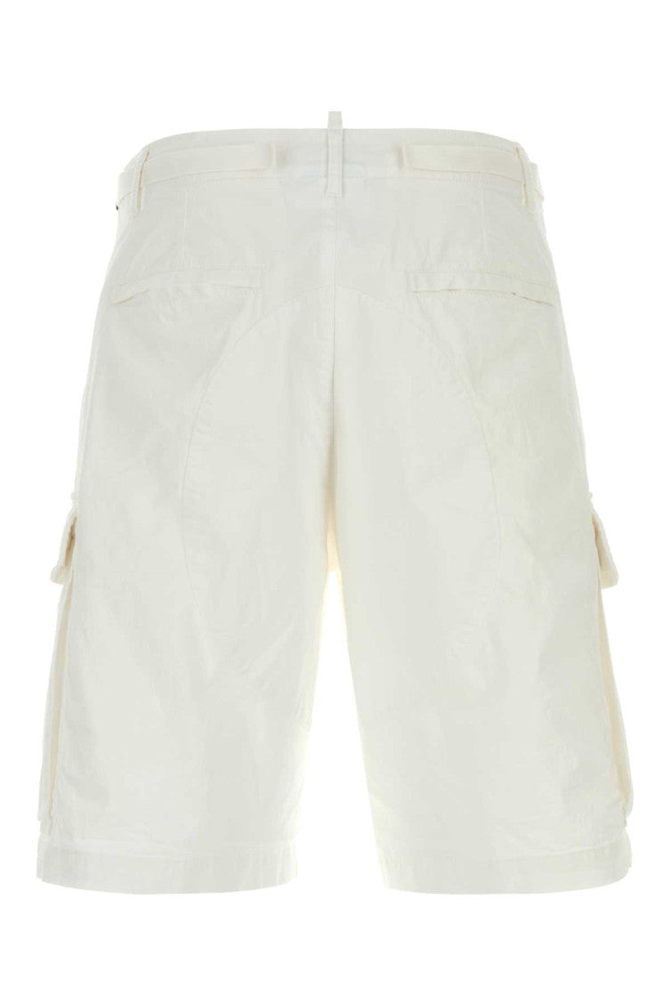 White stretch cotton Utility bermuda shorts 2