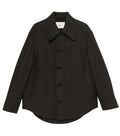 Black Solid Shirt Collar Jacket 1