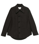 Black Solid Shirt Collar Jacket 1