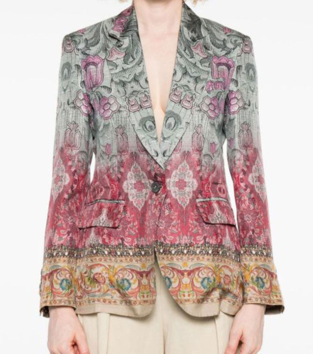 Multicolor Floral Notched Lapel Blazer 2