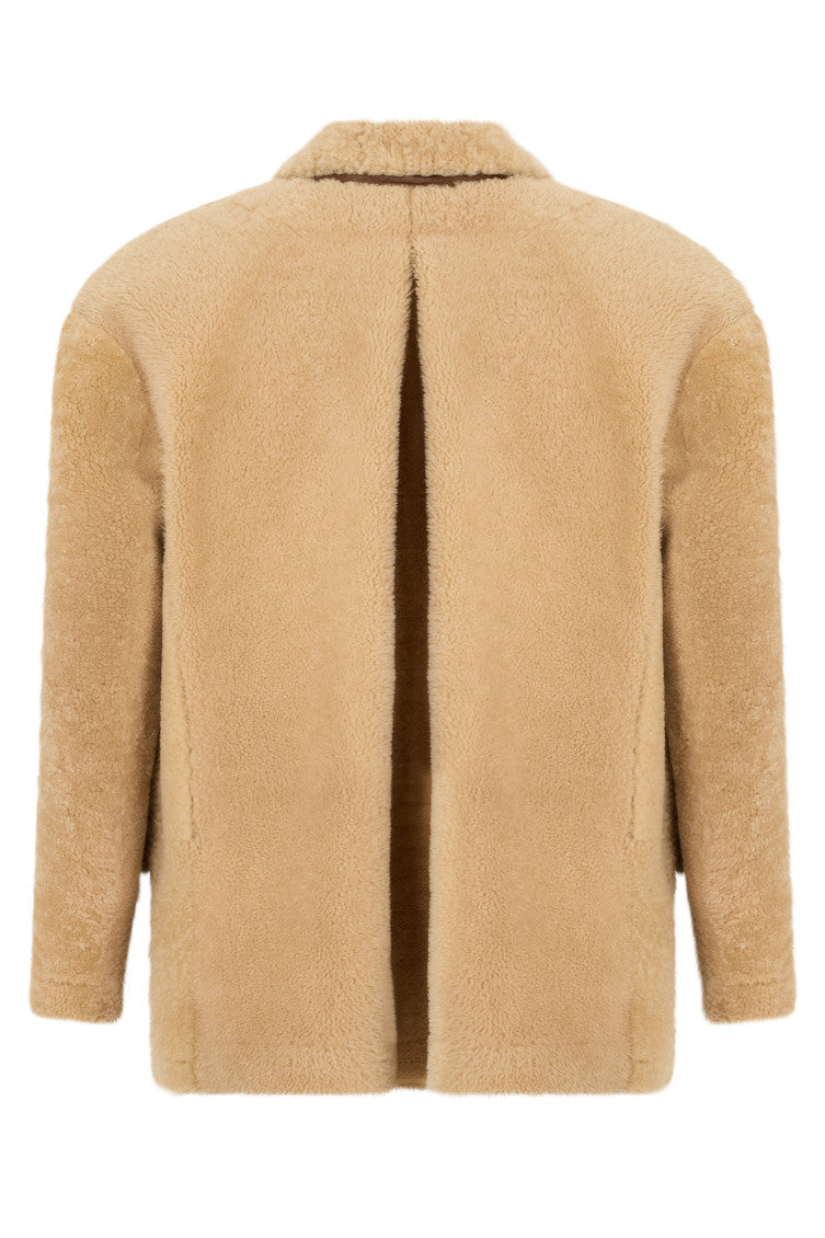 Beige Solid Notched Lapel Blazer 2