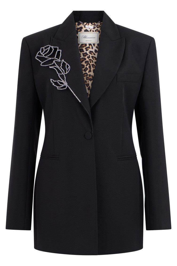 Black Embellished Notched Lapel Blazer 1