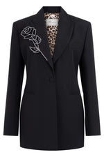 Black Embellished Notched Lapel Blazer 1