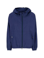 Blue Solid Hood Jacket 1