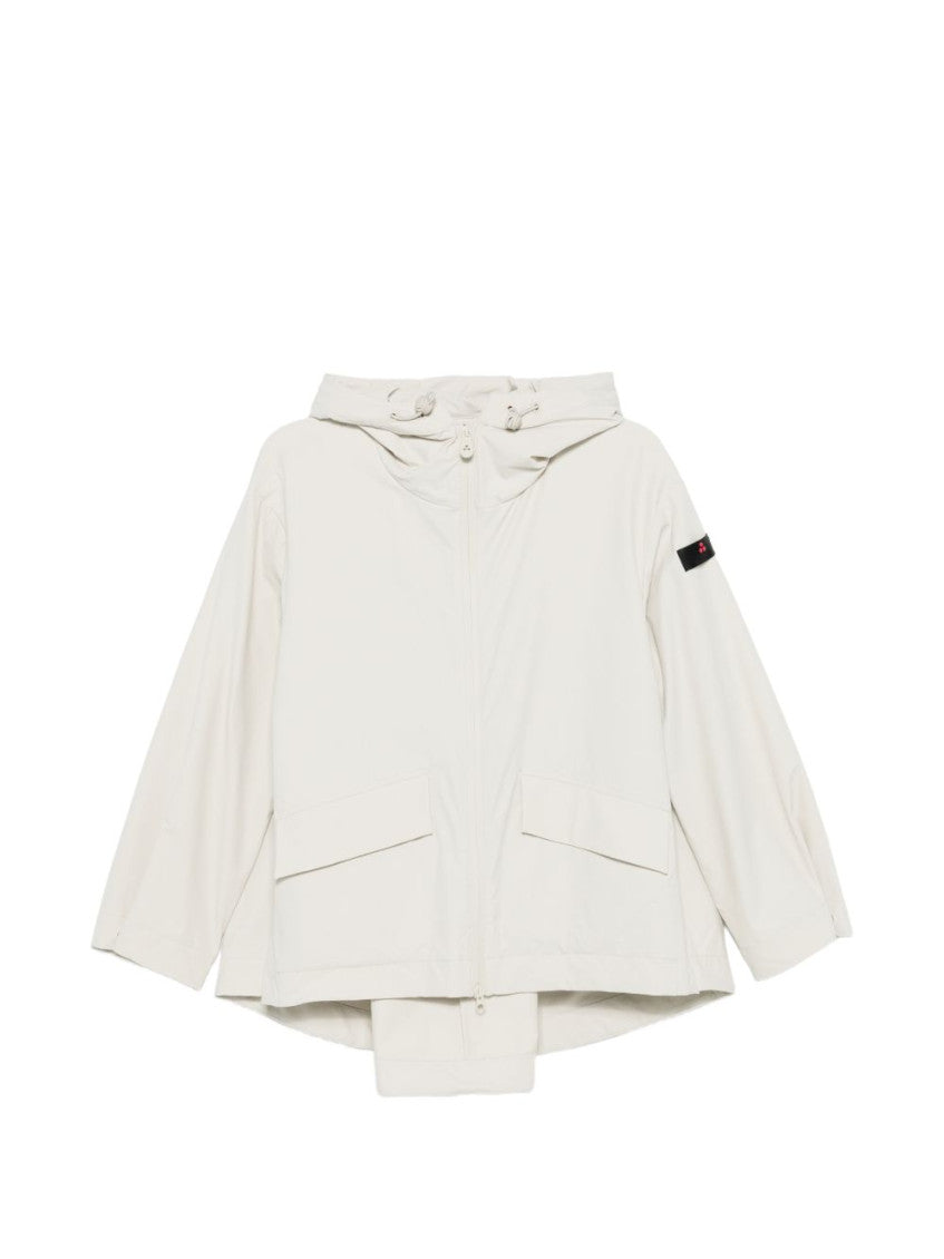 White Solid Hood Jacket 1