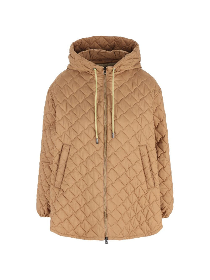 Brown Quilted Hood Jacket 1