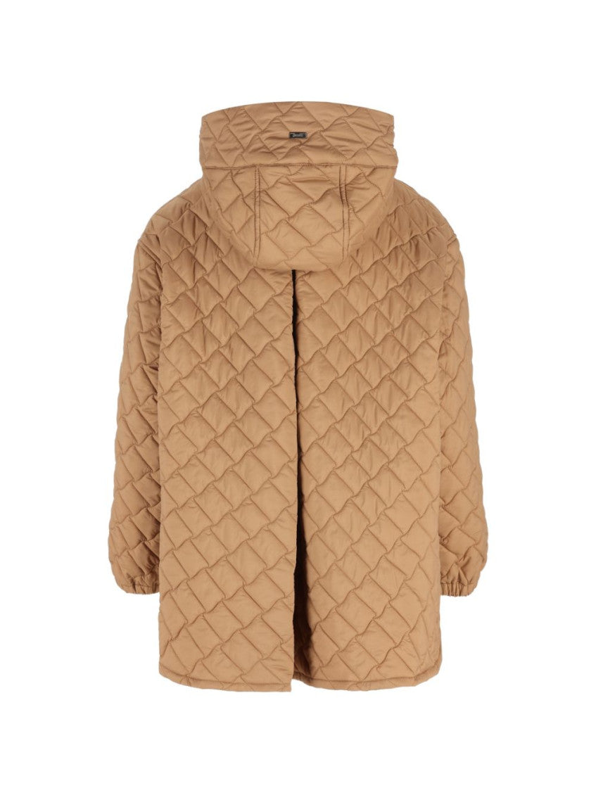 Brown Quilted Hood Jacket 2
