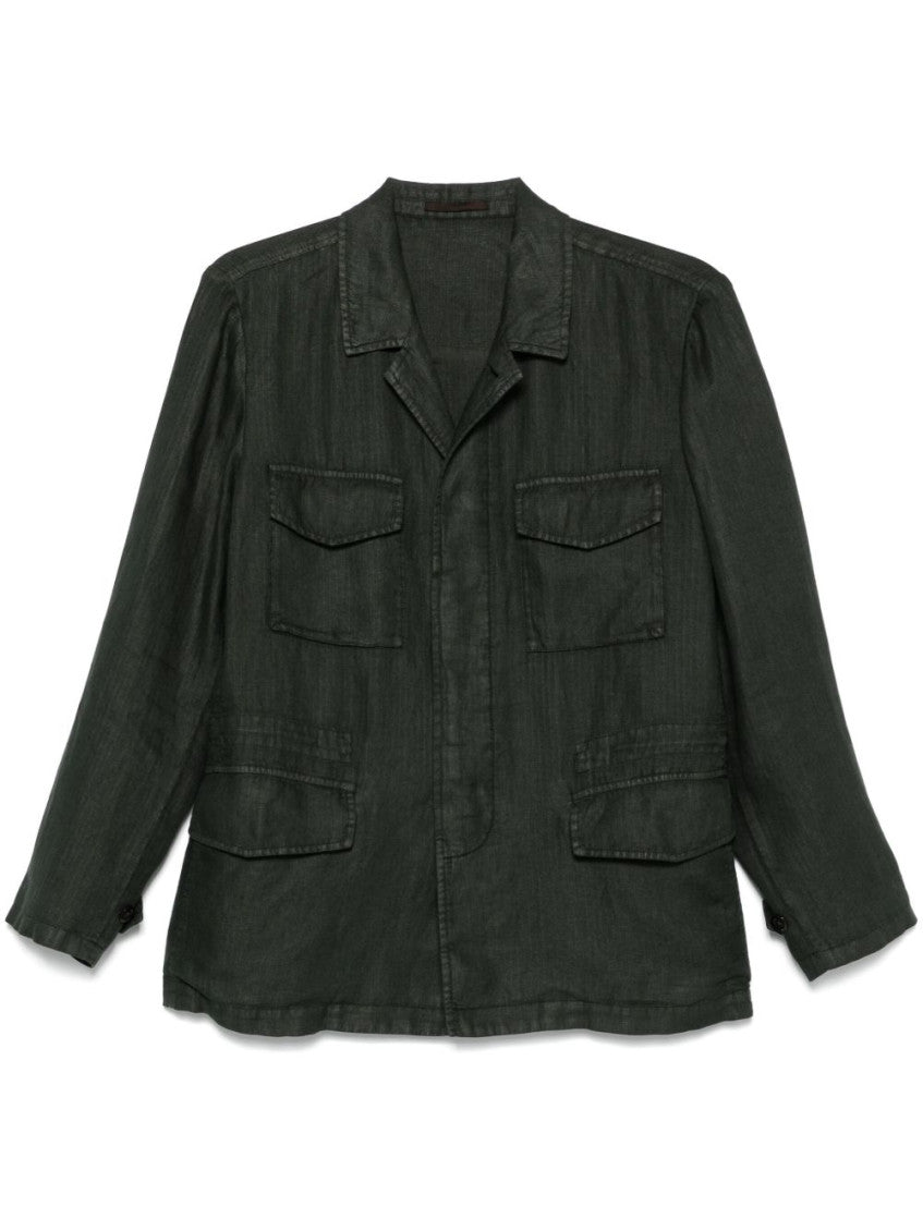 Dark Green Linen Jacket 1