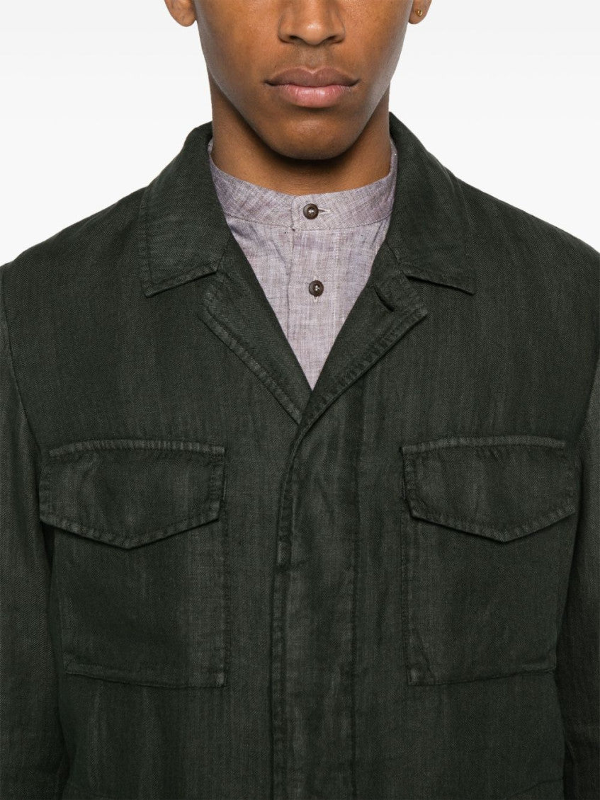 Dark Green Linen Jacket 5
