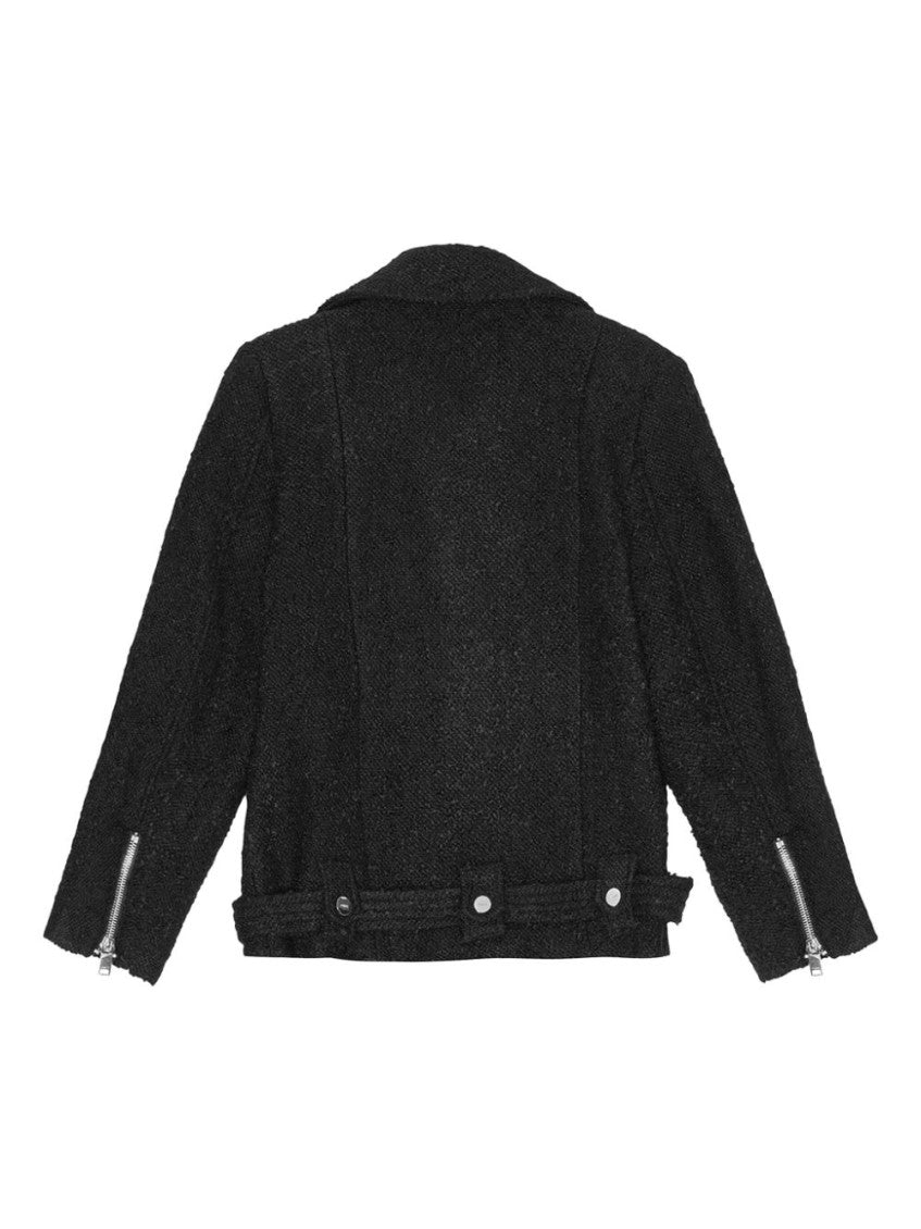 Black Bouclé Biker Jacket 2