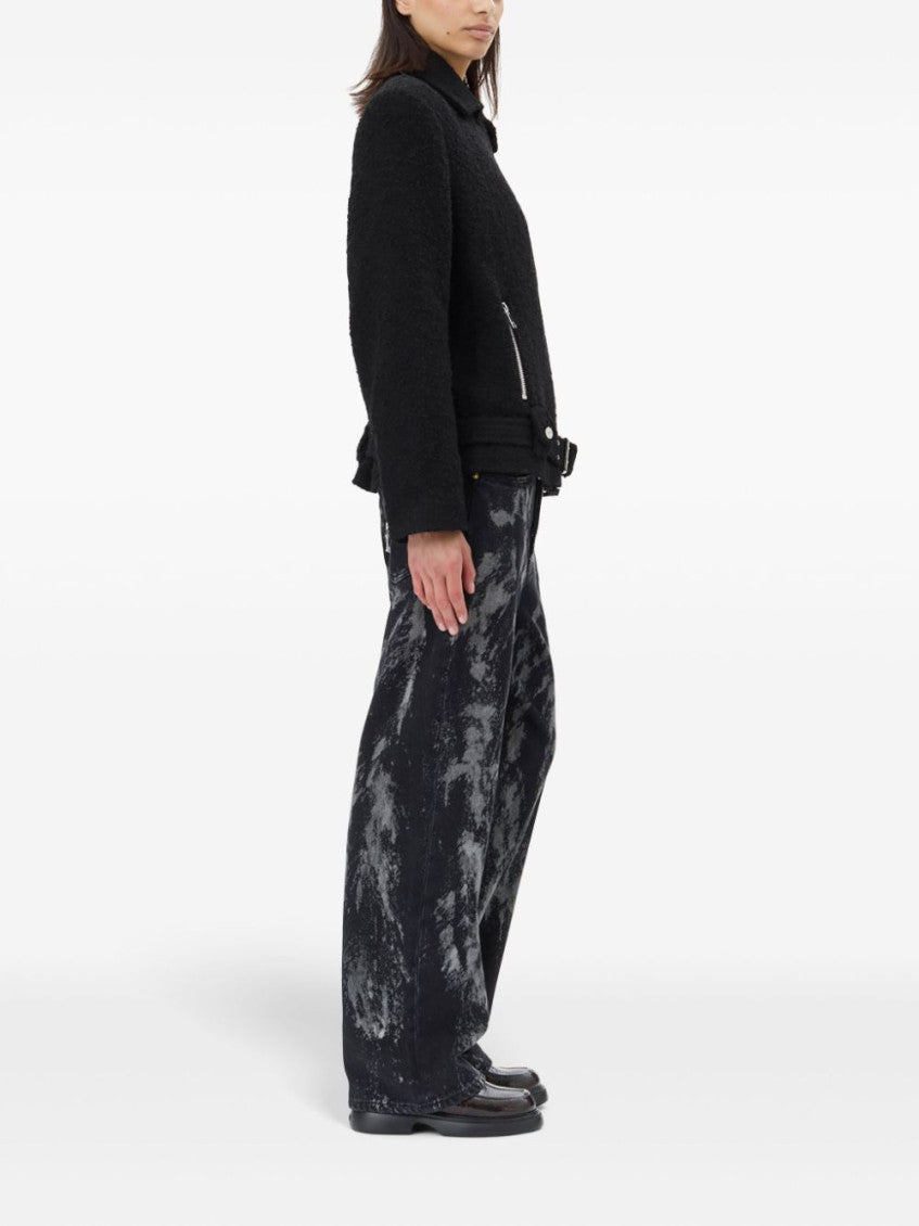 Black Bouclé Biker Jacket 5