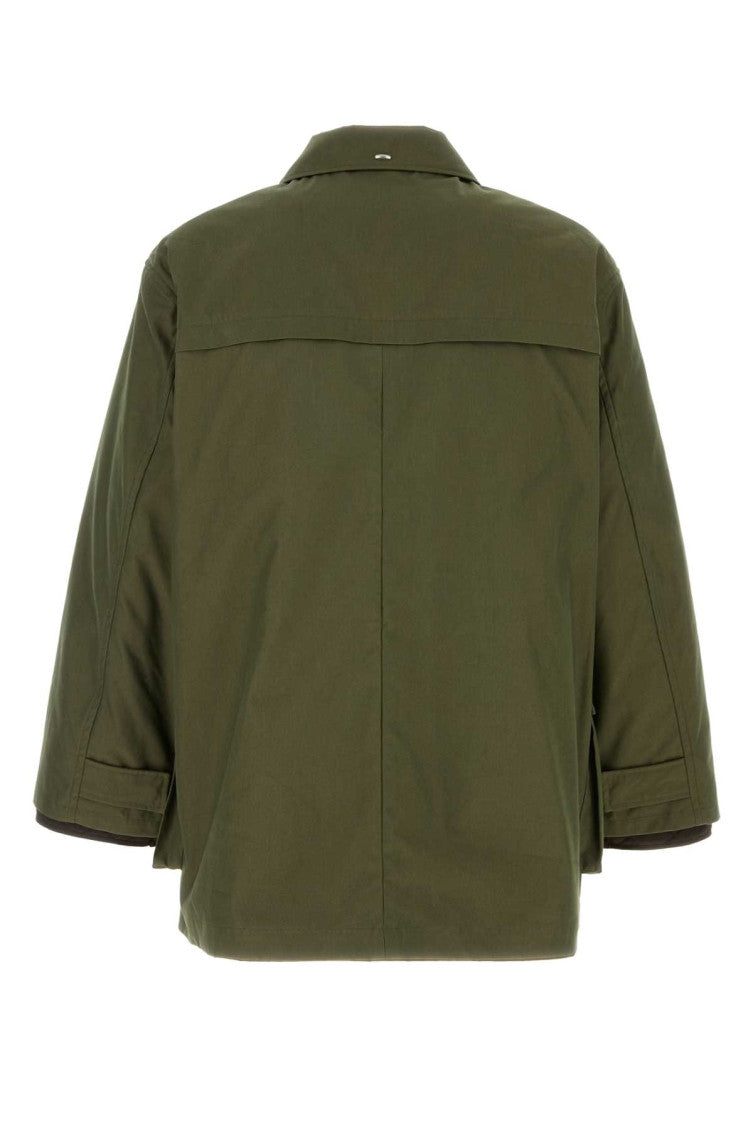 Green Solid Shirt Collar Jacket 2