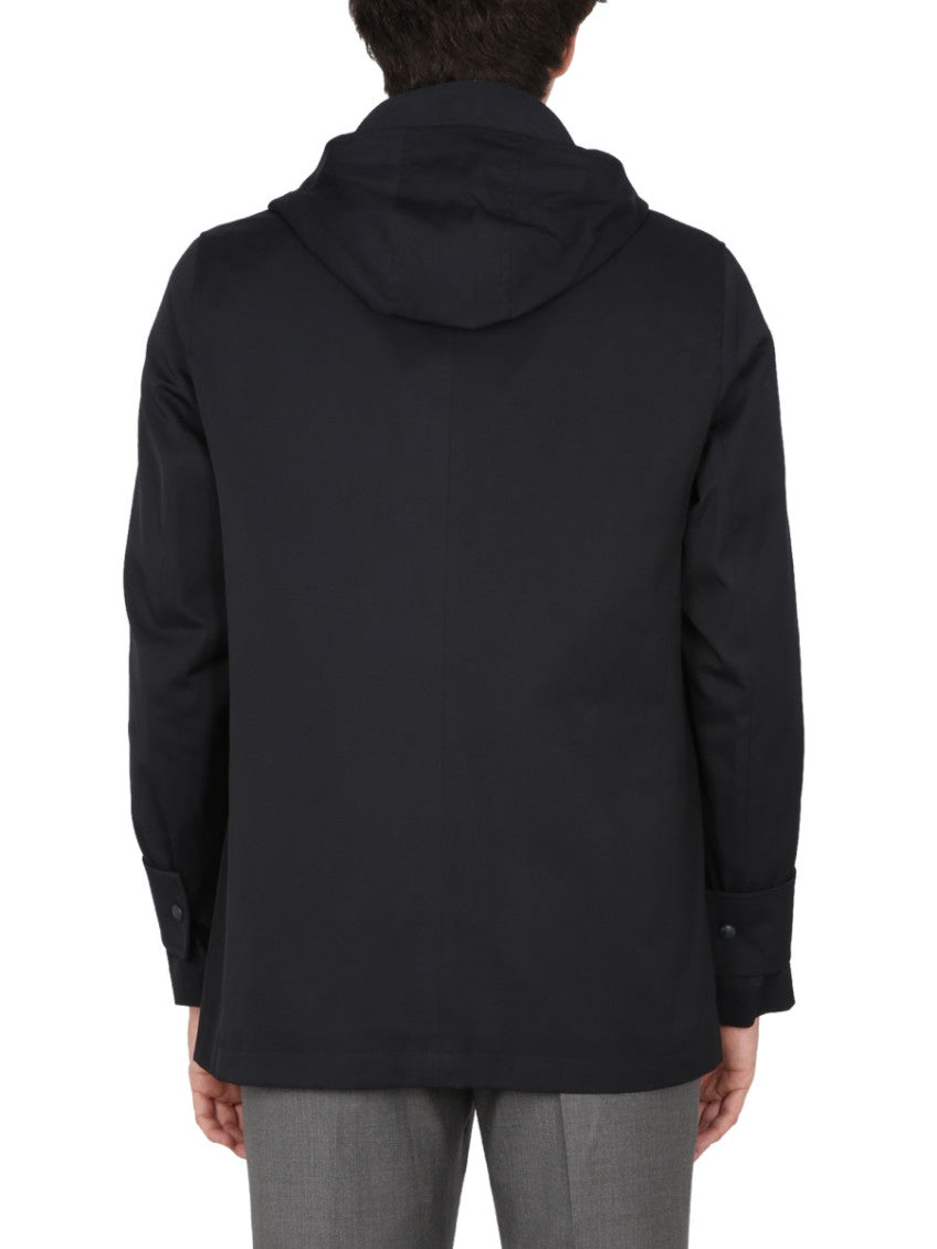 Blue Solid Hood Jacket 3