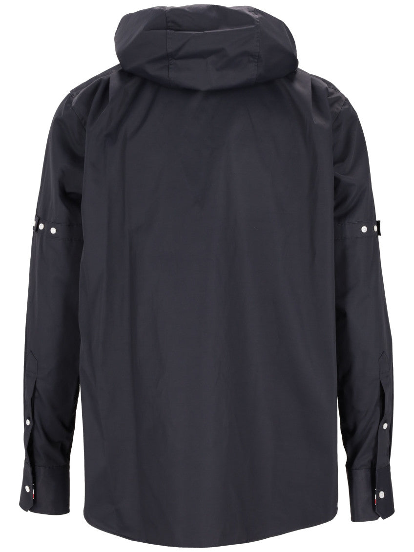 Blue Solid Hood Jacket 2
