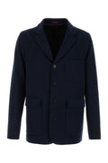Navy Blue Notched Lapel Jacket 1