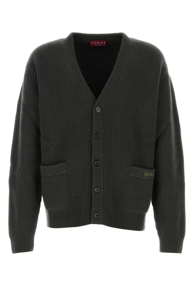 Green V Neck Cardigan 1