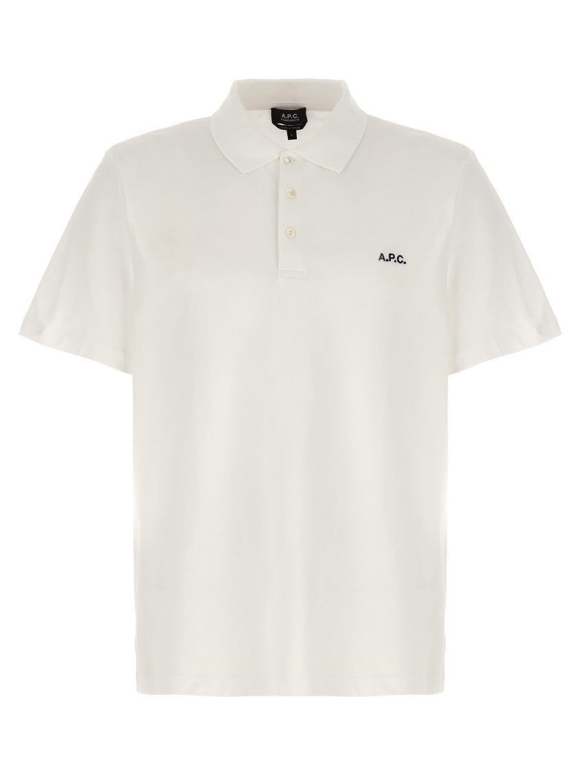 White Logo embroidery polo shirt 1