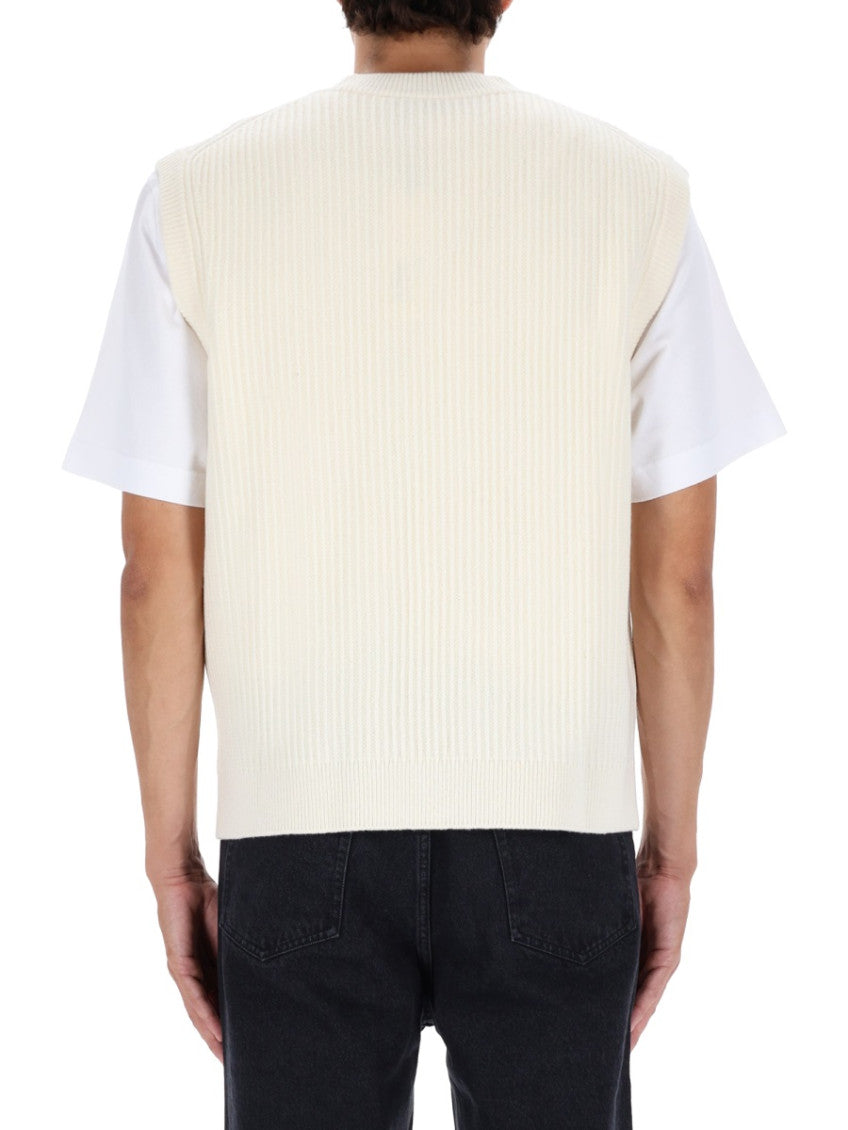 Beige Knitted V Neck Sweater 3