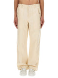 Beige Flat Front Trousers 1