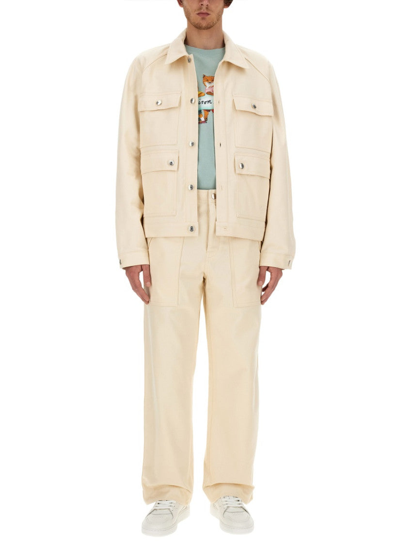 Beige Flat Front Trousers 2