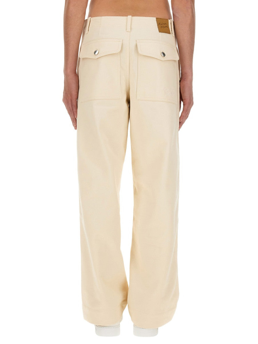 Beige Flat Front Trousers 3