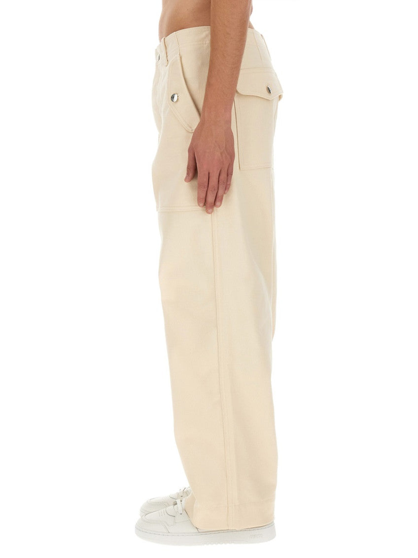 Beige Flat Front Trousers 4