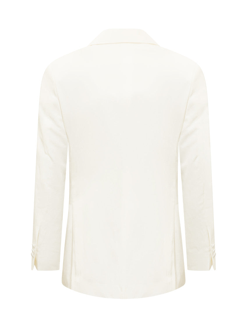 White Peaked Lapel Blazer 2