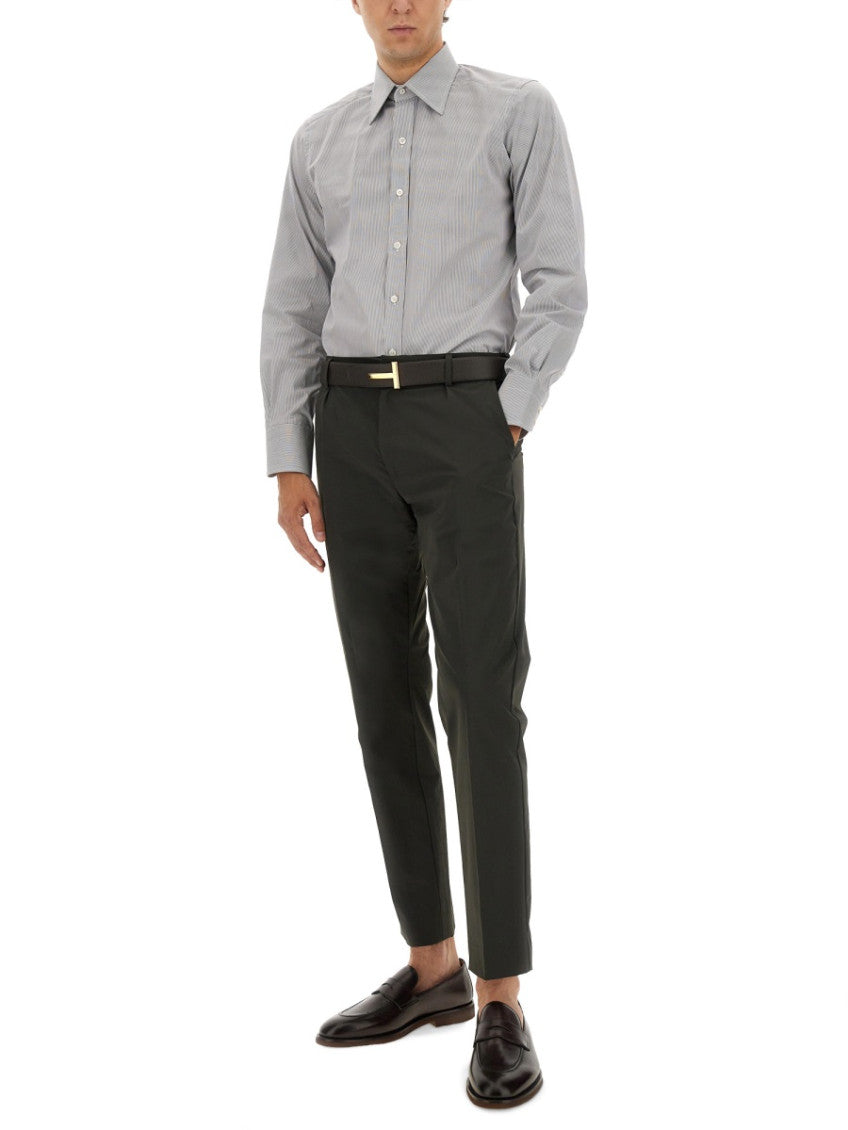 Grey Slim Stripes Shirt 2