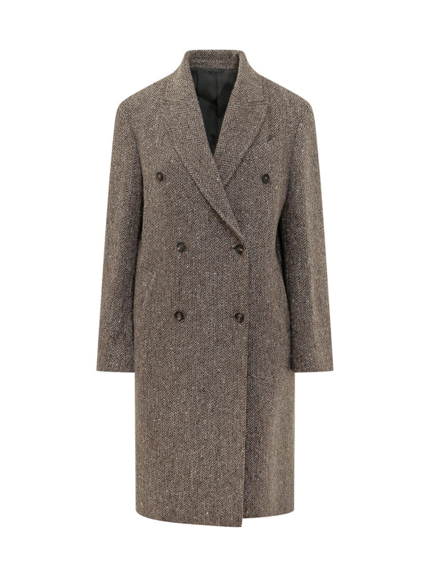 Brown Notched Lapel Trench Coat 1