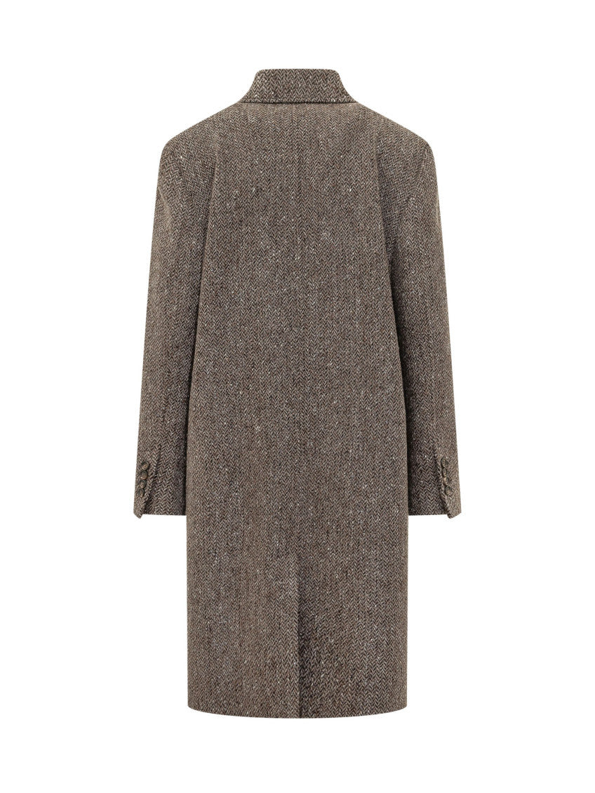 Brown Notched Lapel Trench Coat 2