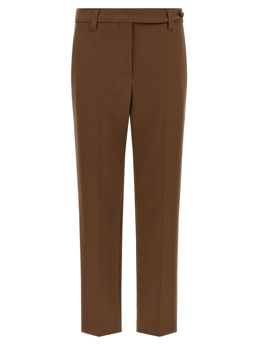 Brown Tapered Flat Front Pants 1