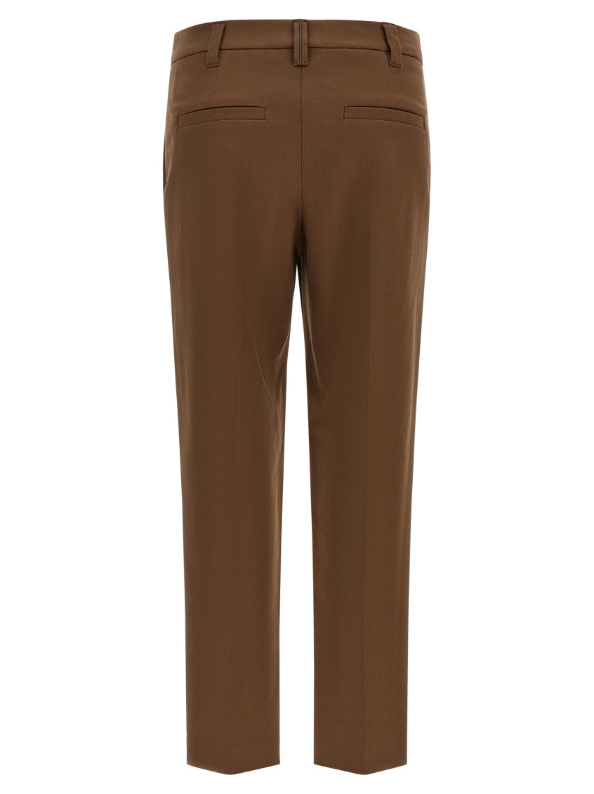 Brown Tapered Flat Front Pants 2