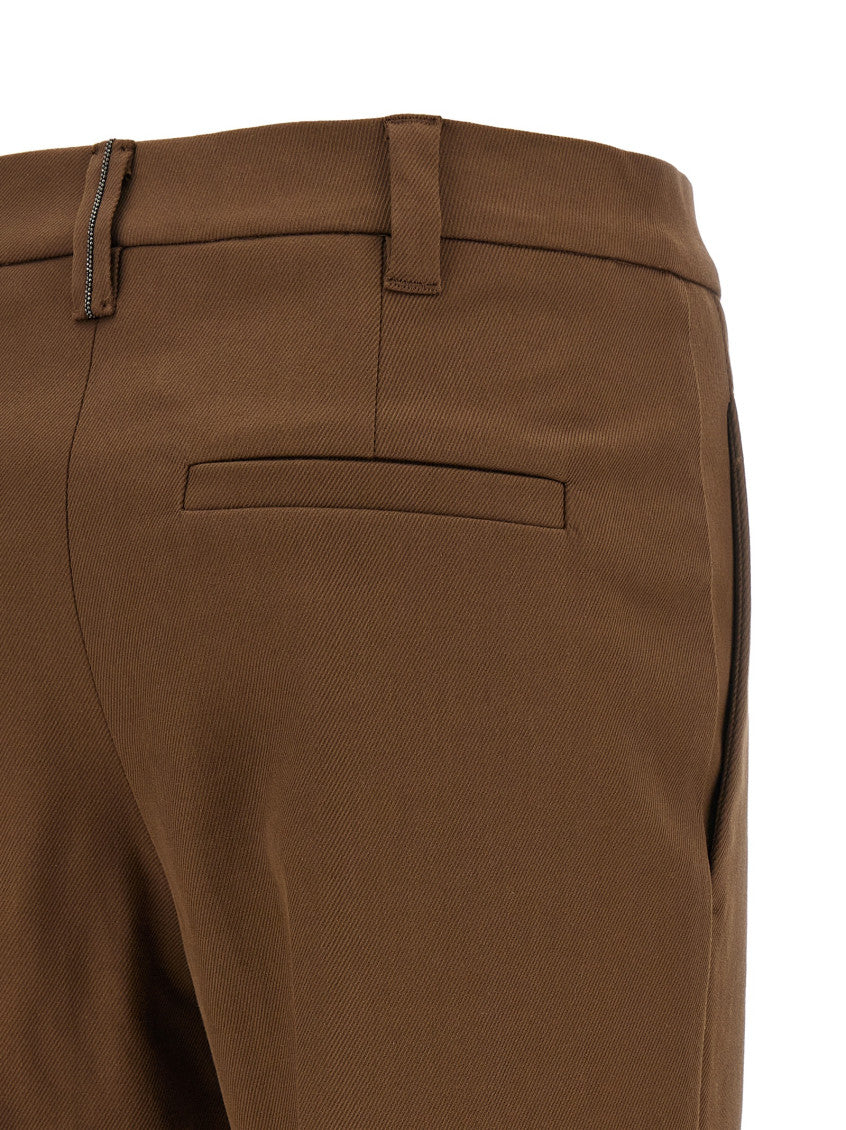 Brown Tapered Flat Front Pants 4