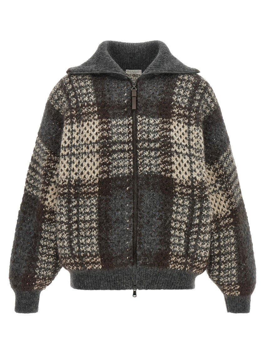 Grey Plaid Shirt Collar Jacket 1