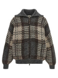 Grey Plaid Shirt Collar Jacket 1