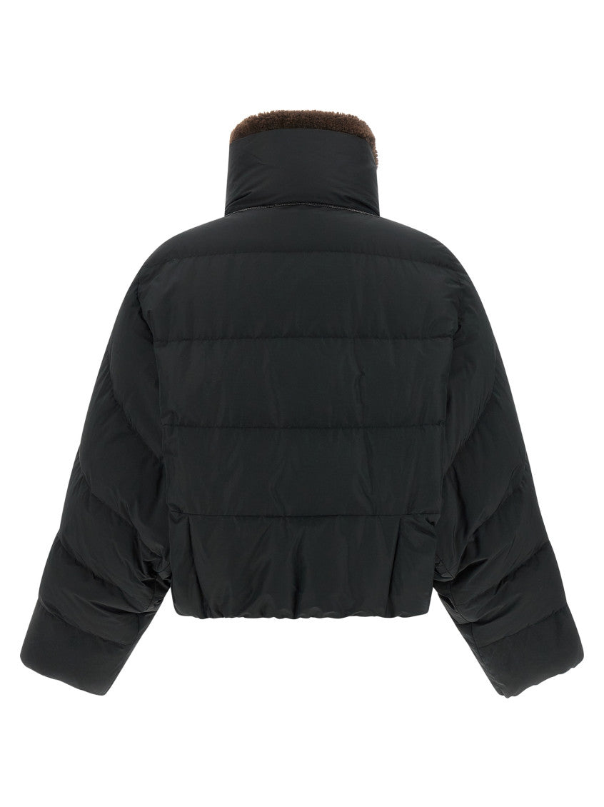 Black Solid Mock Collar Jacket 2