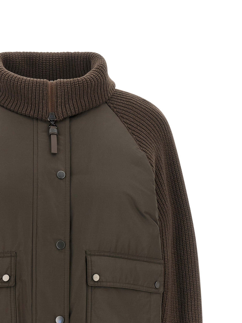 Brown Solid Mock Collar Jacket 3