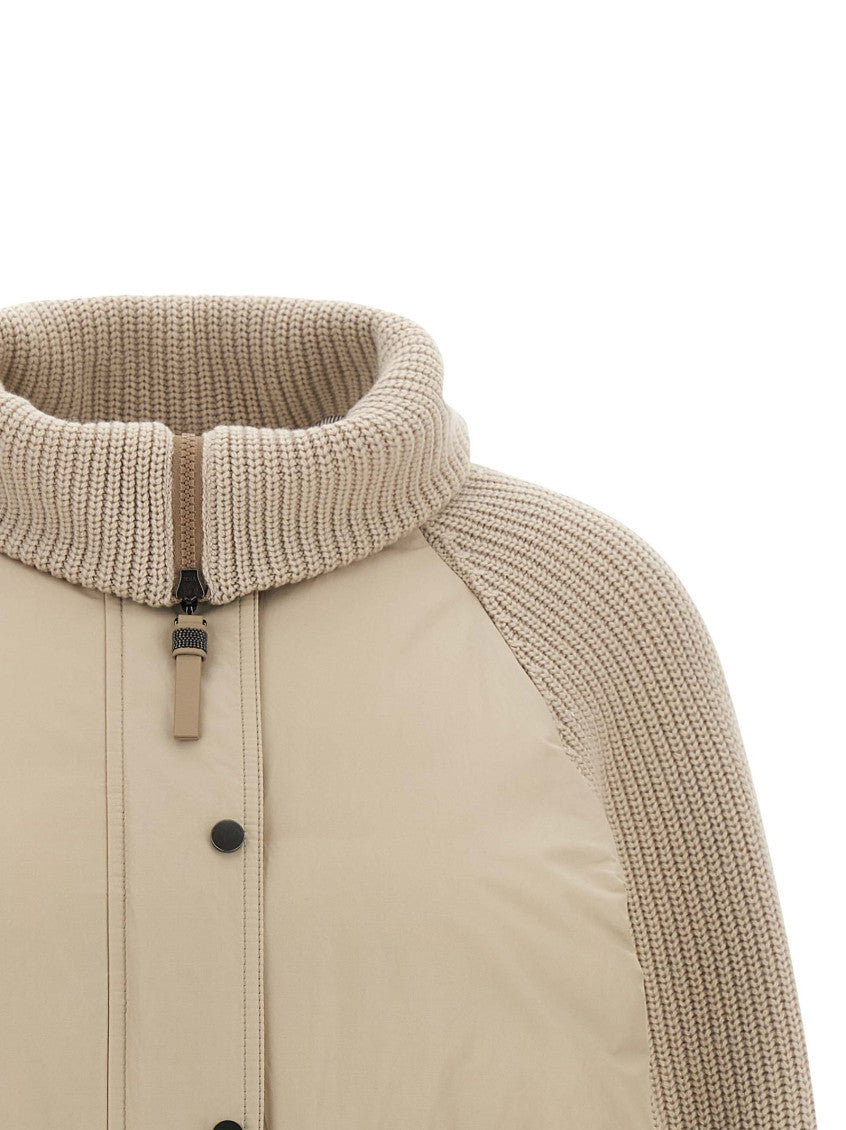 Beige Solid Mock Collar Jacket 3