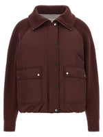 Maroon Solid Shirt Collar Jacket 1