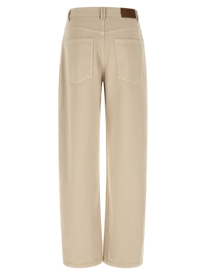 Beige Relaxed Flat Front Pants 2