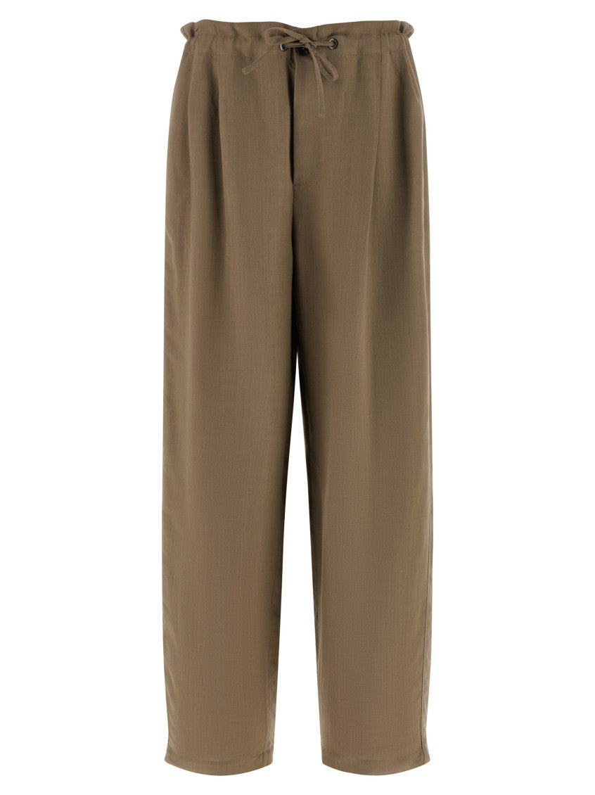 Beige Relaxed Drawstring Pants 1