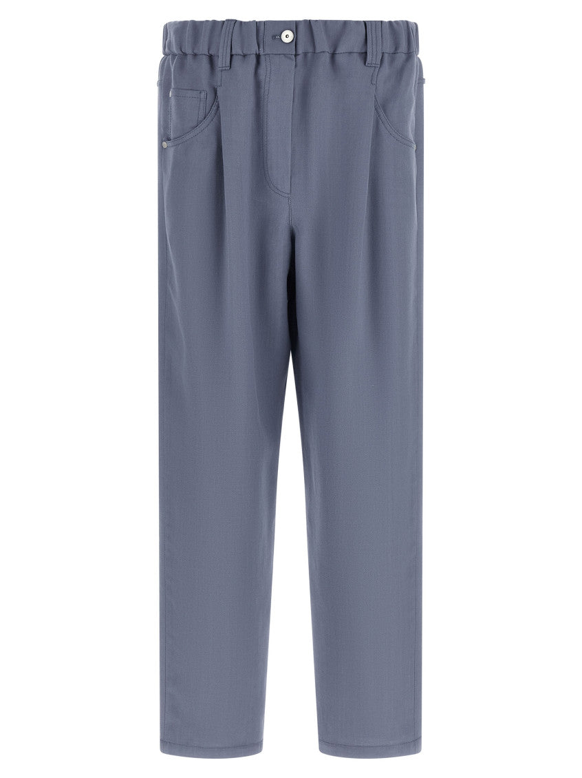 Blue Relaxed Flat Front Pants 1