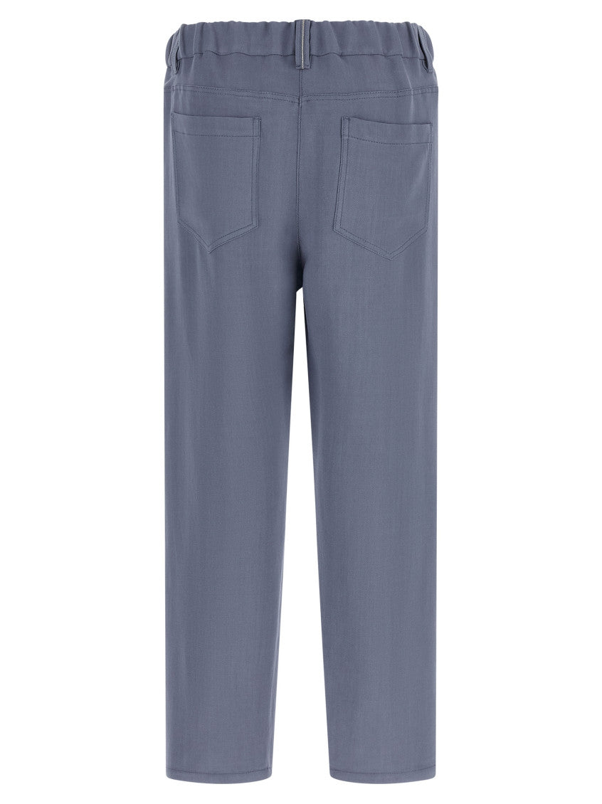 Blue Relaxed Flat Front Pants 2