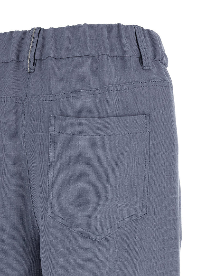 Blue Relaxed Flat Front Pants 4