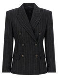 Black Stripes Peaked Lapel Blazer 1