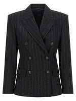 Black Stripes Peaked Lapel Blazer 1