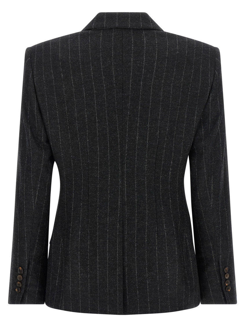 Black Stripes Peaked Lapel Blazer 2