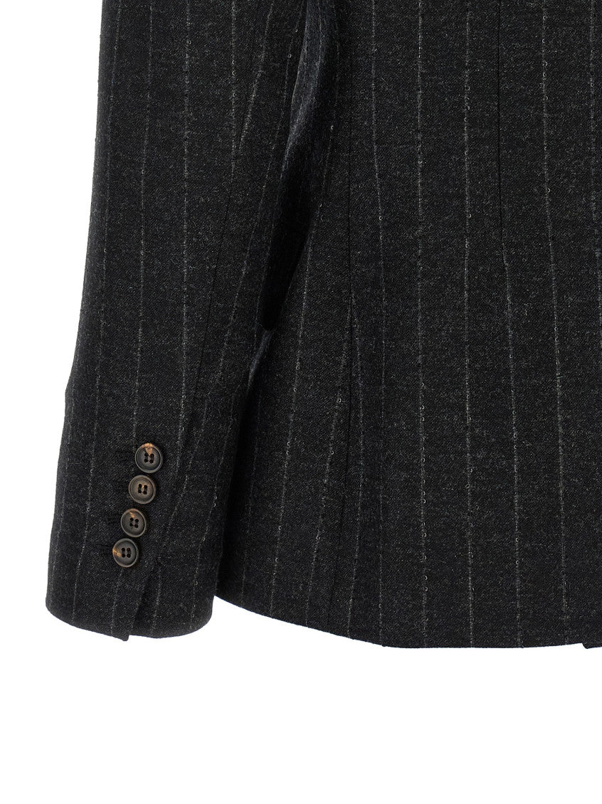 Black Stripes Peaked Lapel Blazer 4